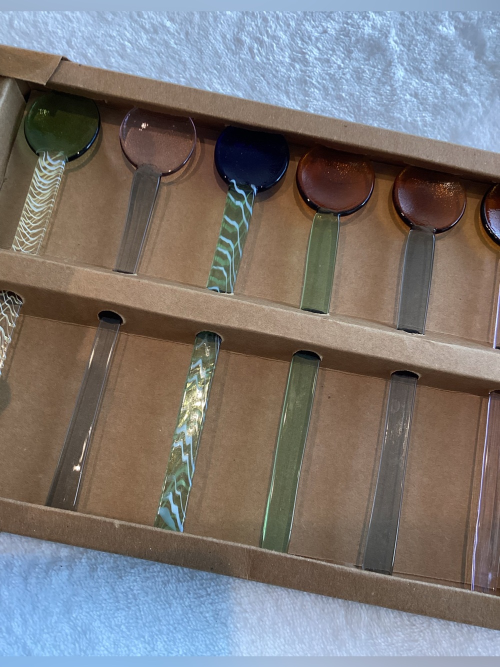 Anthropologie Glass Straight Spoons Set of 6 New Colorful - Picture 2 of 6